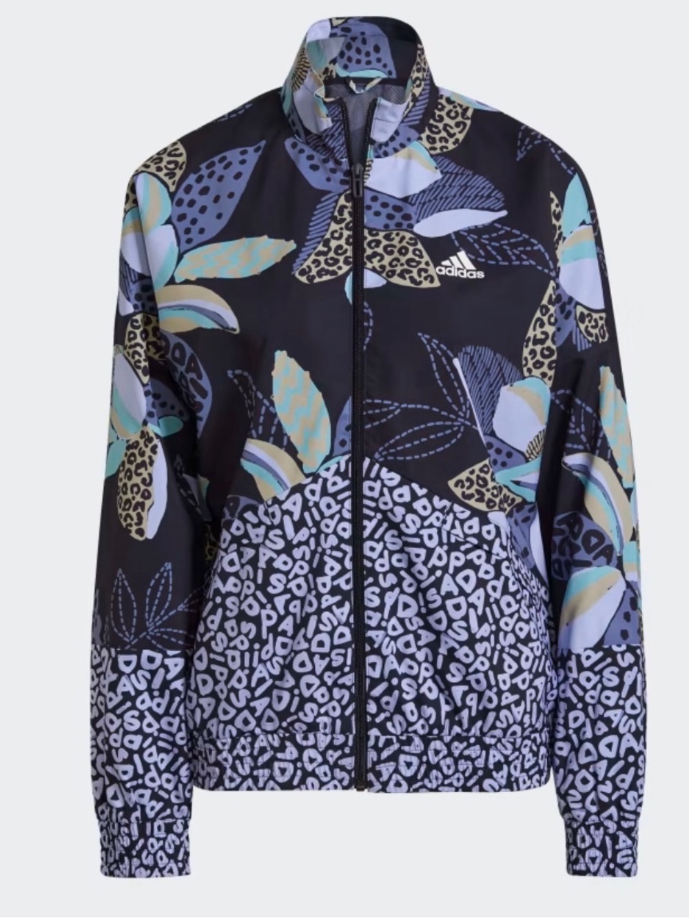 Adidas x The FARM Company Women Floral Leopard Print Windbreaker Jacket